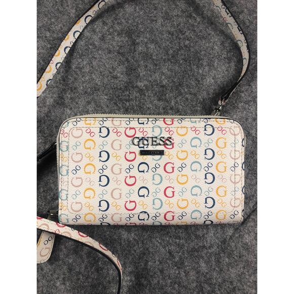 Guess Handbags - GUESS Cross body Zip Purse/Wallet Multicolor Spellout